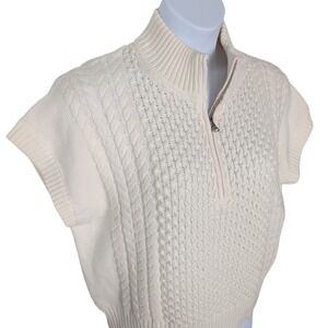LOFT Cable Knit Sweater Vest Coastal Beachy Preppy Chunky‎